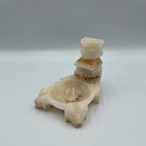 Vintage Aztec Mayan Onyx Stone Glyph Ashtray Trinket Dish Mexico Art Retro